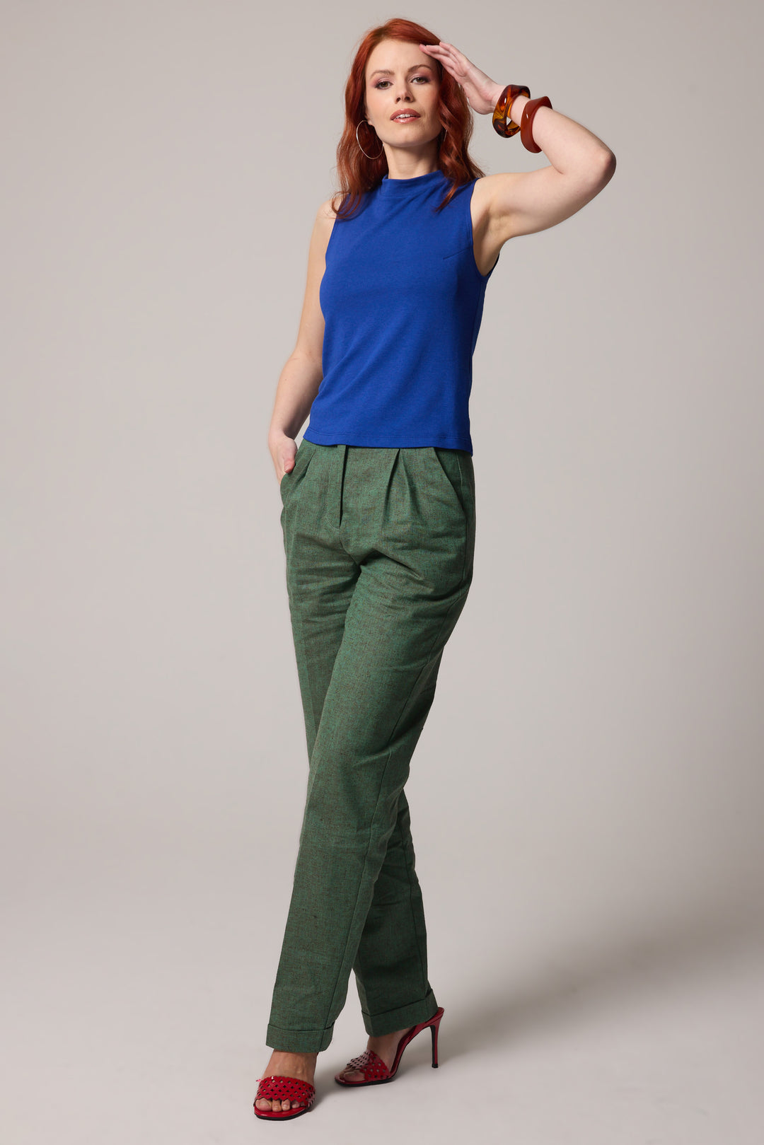 Col montant sans manches — Bambou bleu