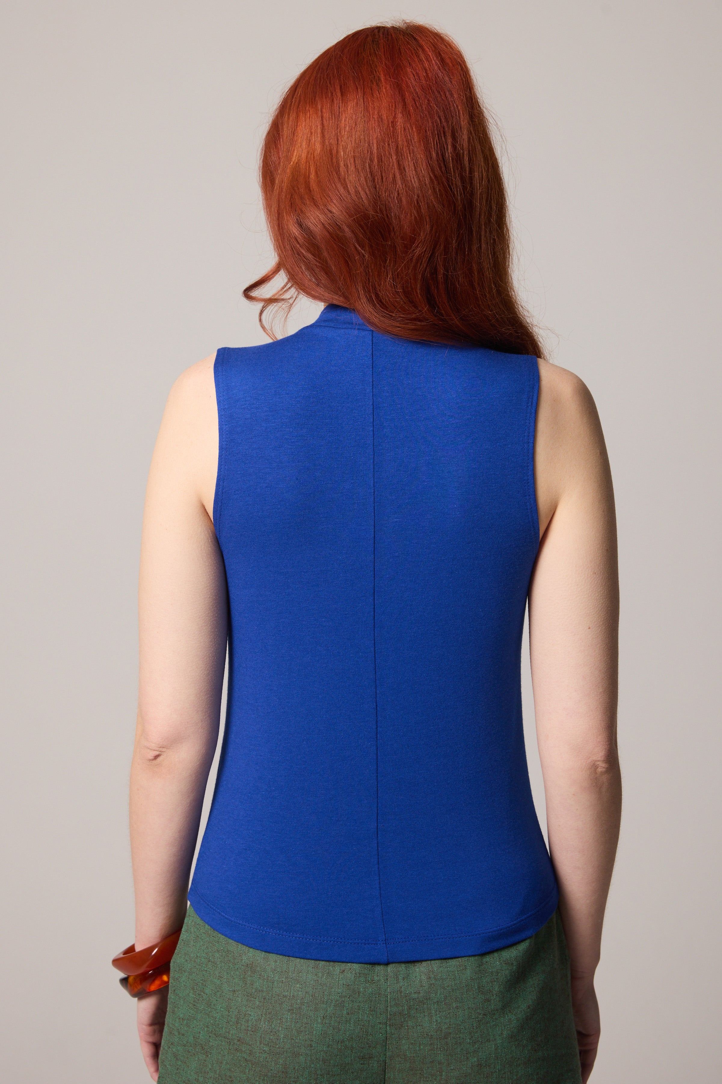 Sleeveless Mock Neck - Blue Bamboo