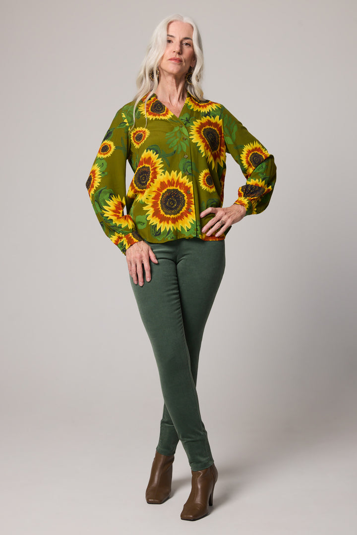 New Slim-Fit Velvet Corduroy Pants - Green