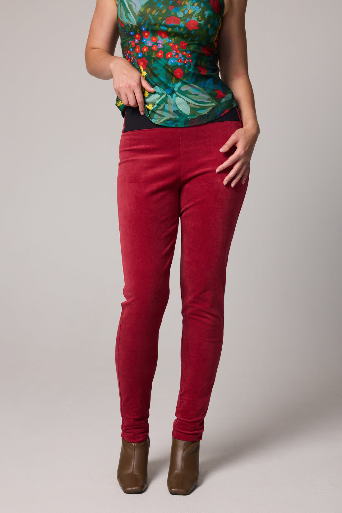 New Slim-Fit Velvet Corduroy Pants - Red, second view