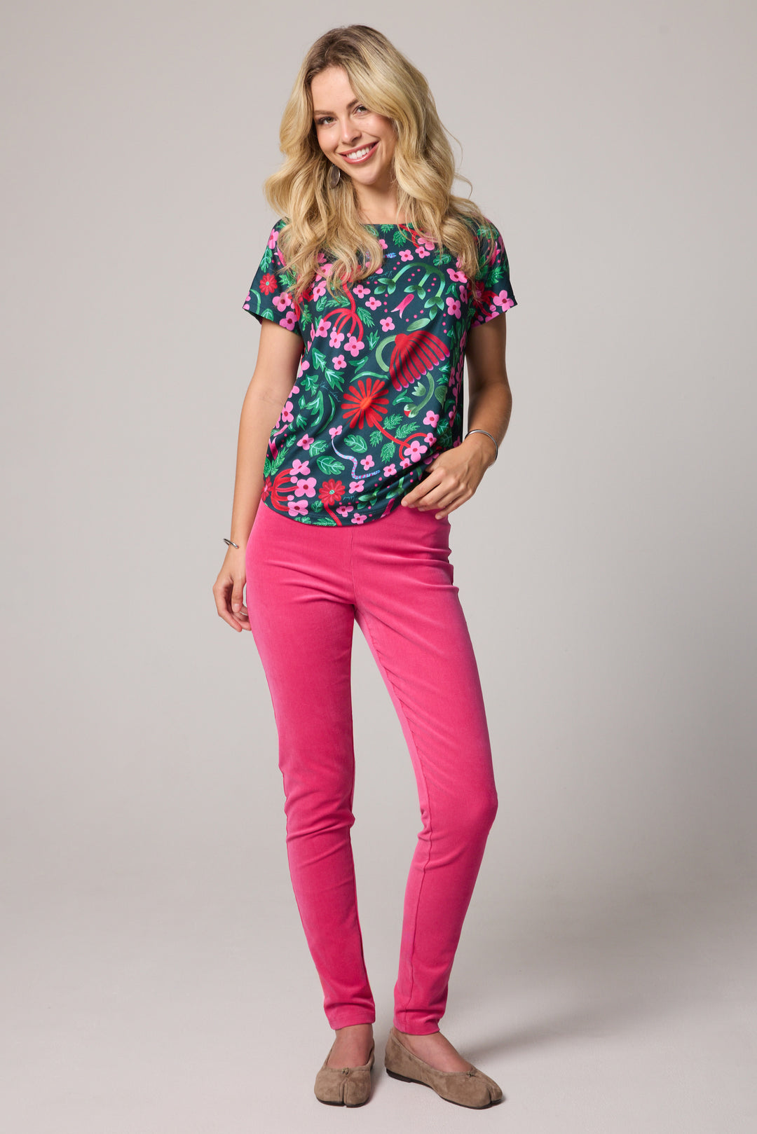 New Slim-Fit Velvet Corduroy Pants - Pink