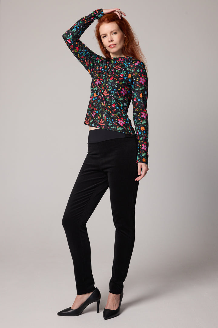 New Slim-Fit Velvet Corduroy Pants - Black