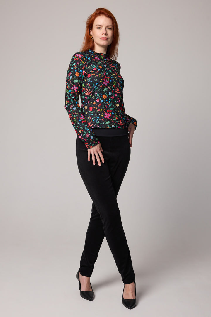 New Slim-Fit Velvet Corduroy Pants - Black