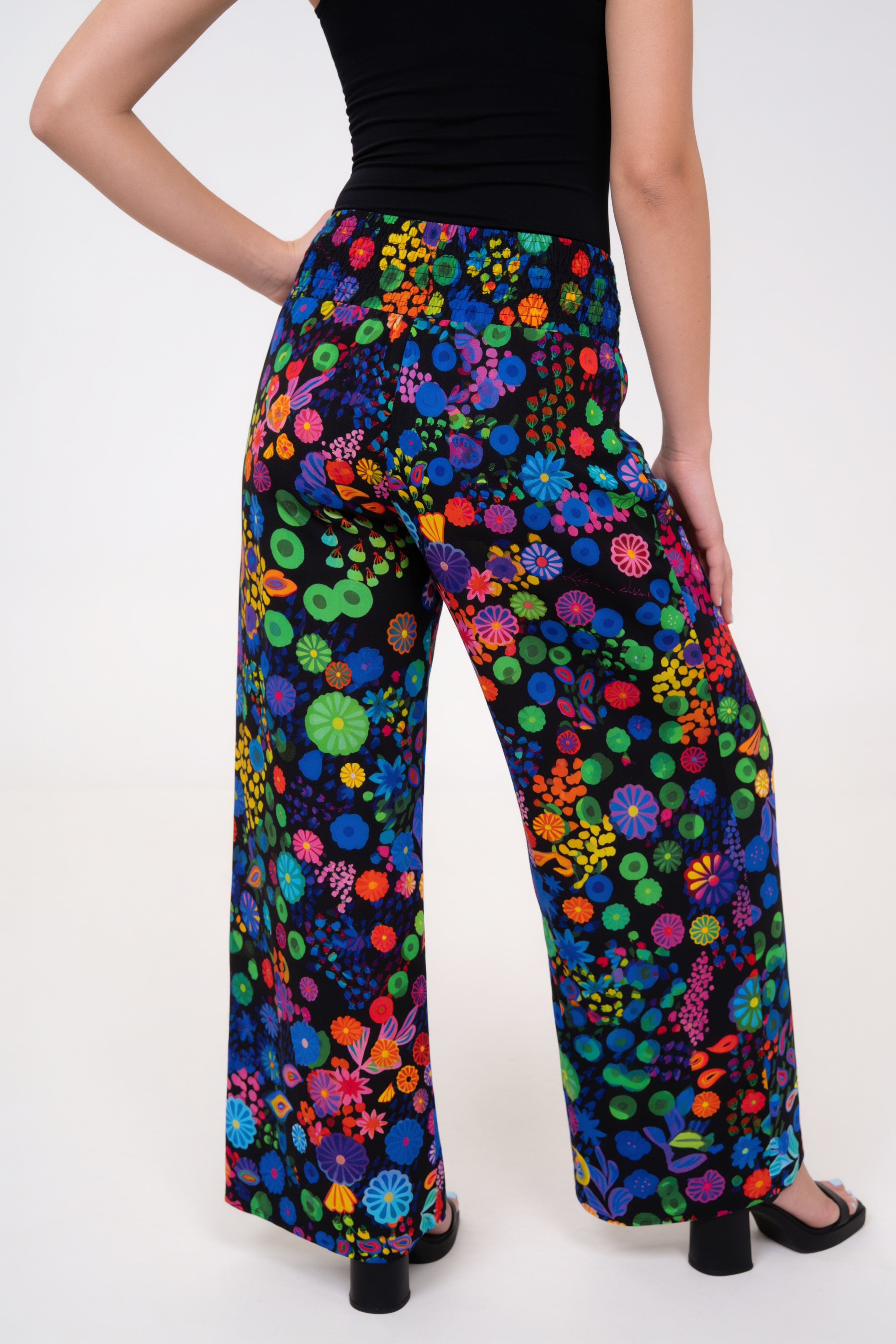 Smocked High Rise Pant - Colourama, Black