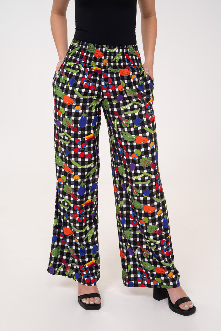 Smocked High Rise Pants - Veggies