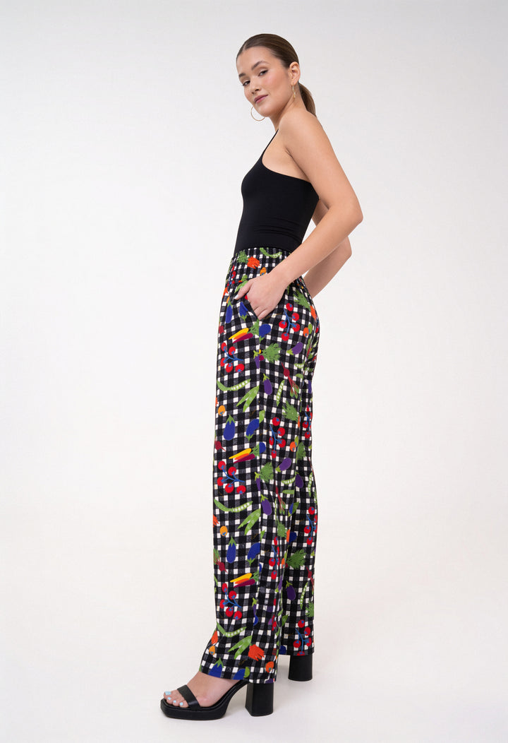 Smocked High Rise Pants - Veggies