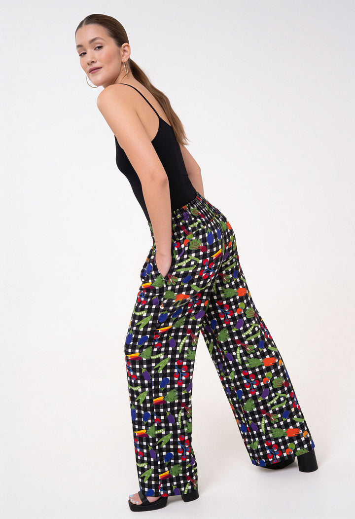 Smocked High Rise Pants - Veggies