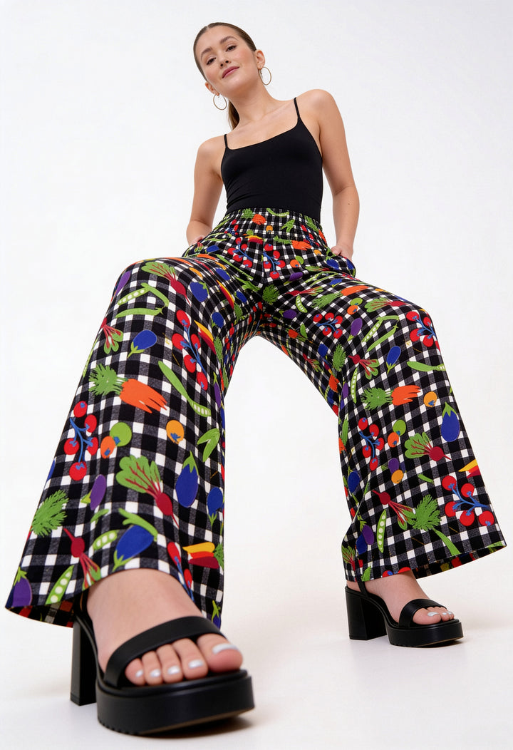 Smocked High Rise Pants - Veggies