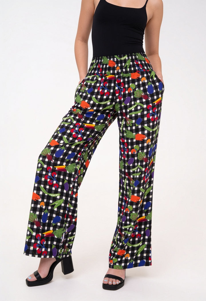 Smocked High Rise Pants - Veggies