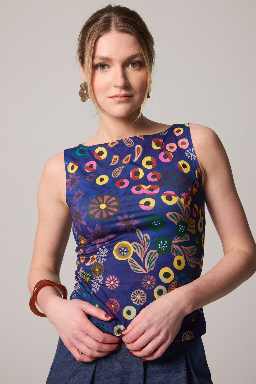 Boatneck Tank Top - Colourama, Navy
