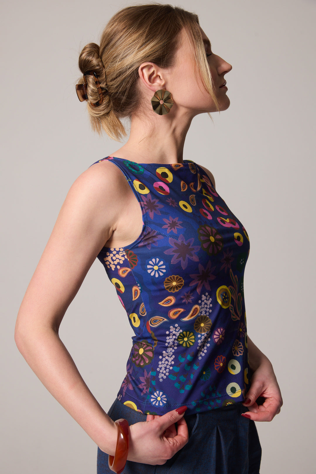 Boatneck Tank Top - Colourama, Navy