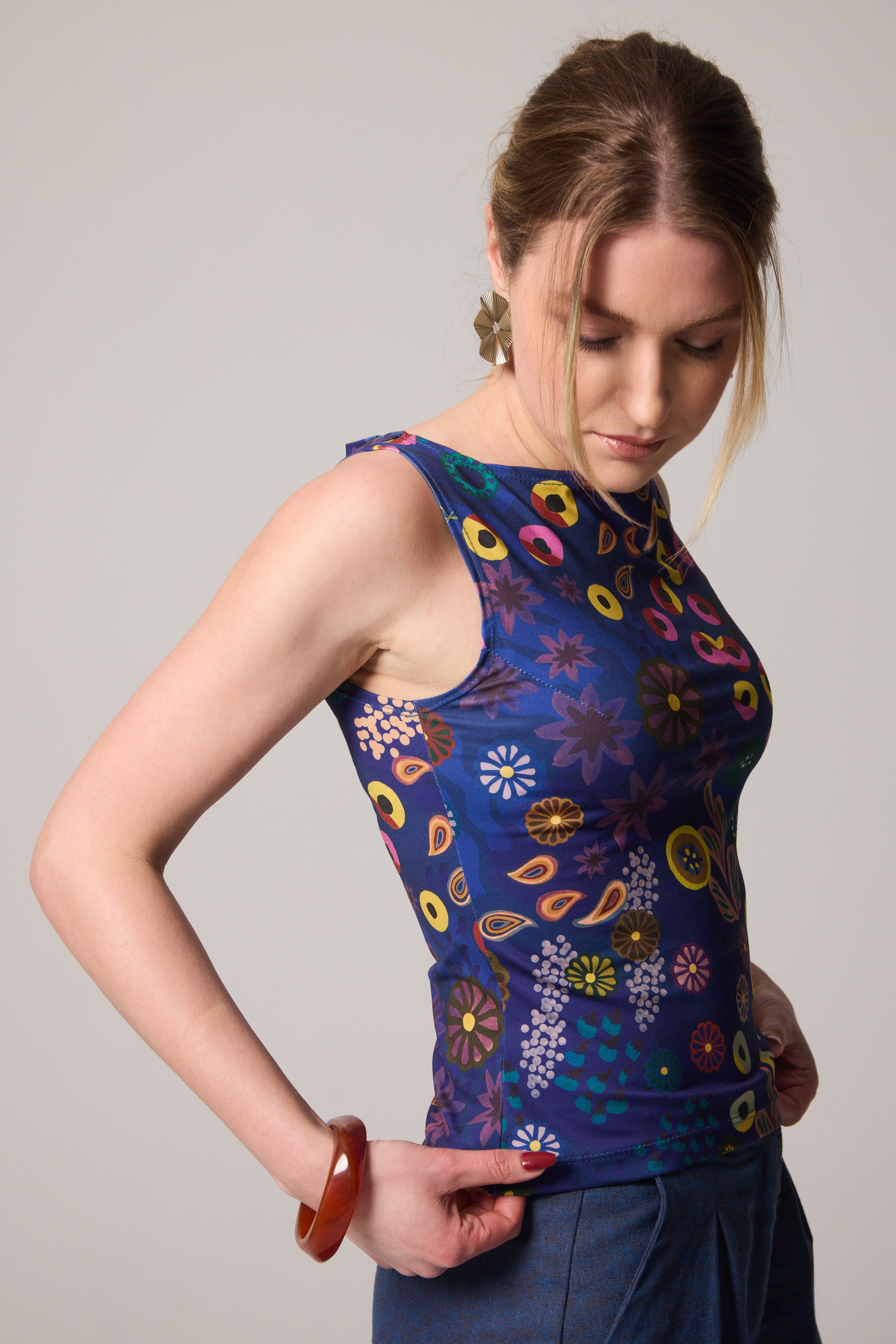 Boatneck Tank Top - Colourama, Navy