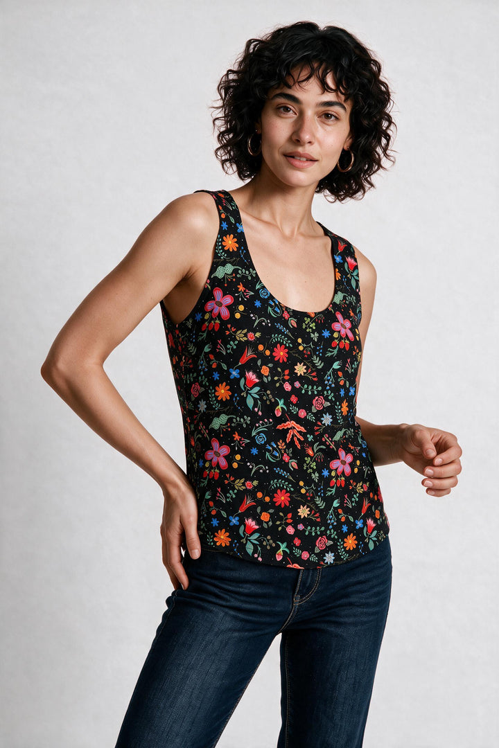Tank Top - Black Floral Punch