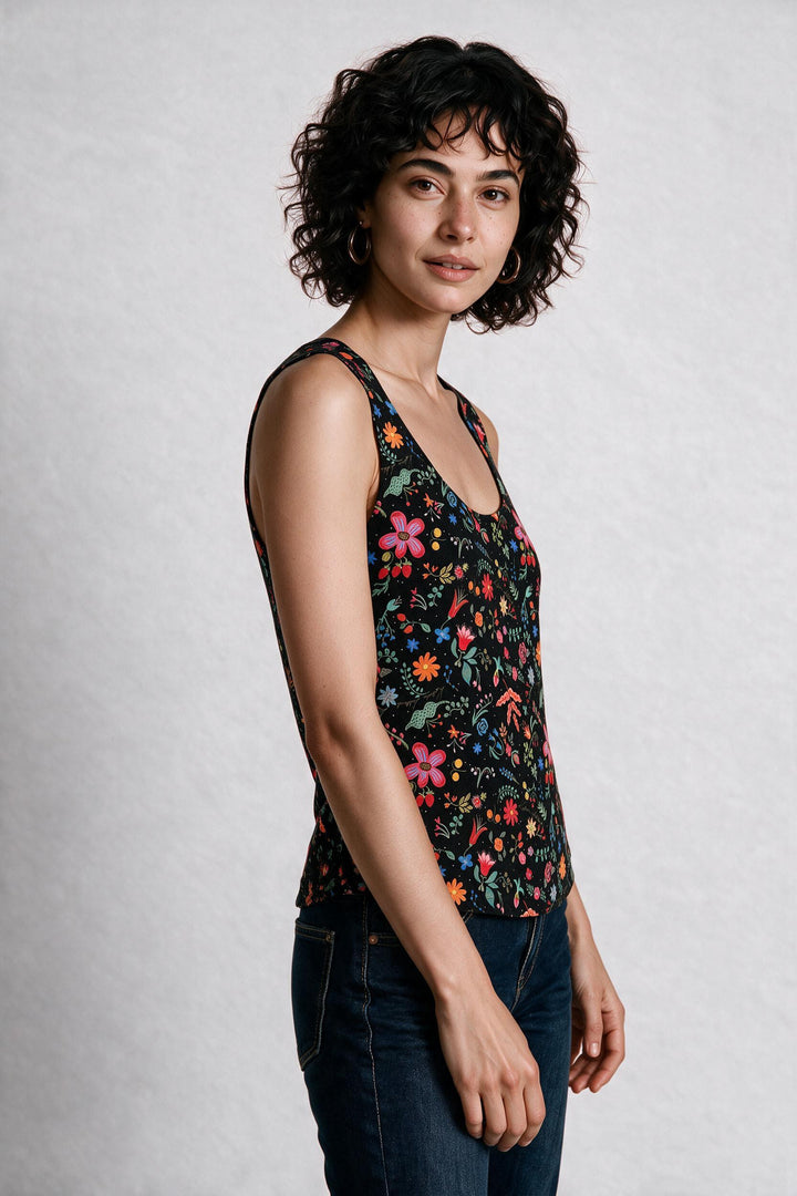 Tank Top - Black Floral Punch