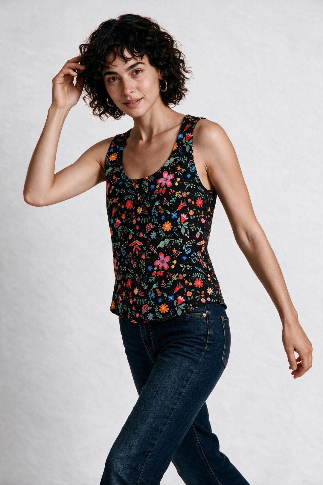 Tank Top - Black Floral Punch