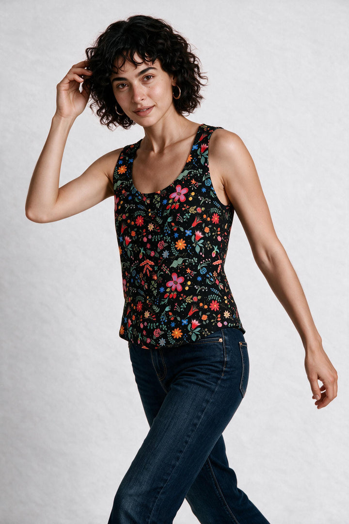 Tank Top - Black Floral Punch