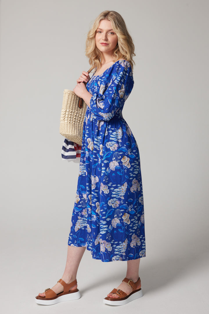 Puff Sleeve Midi Dress - Moonlit