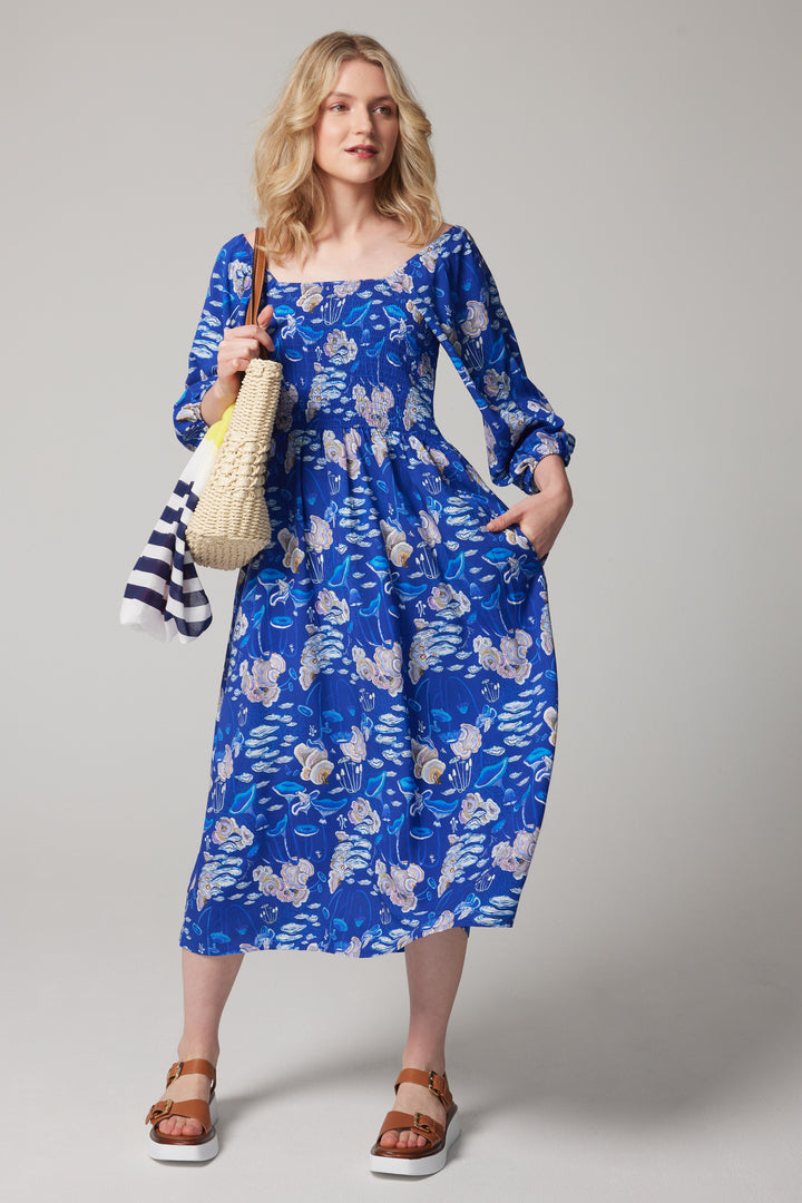 Puff Sleeve Midi Dress - Moonlit