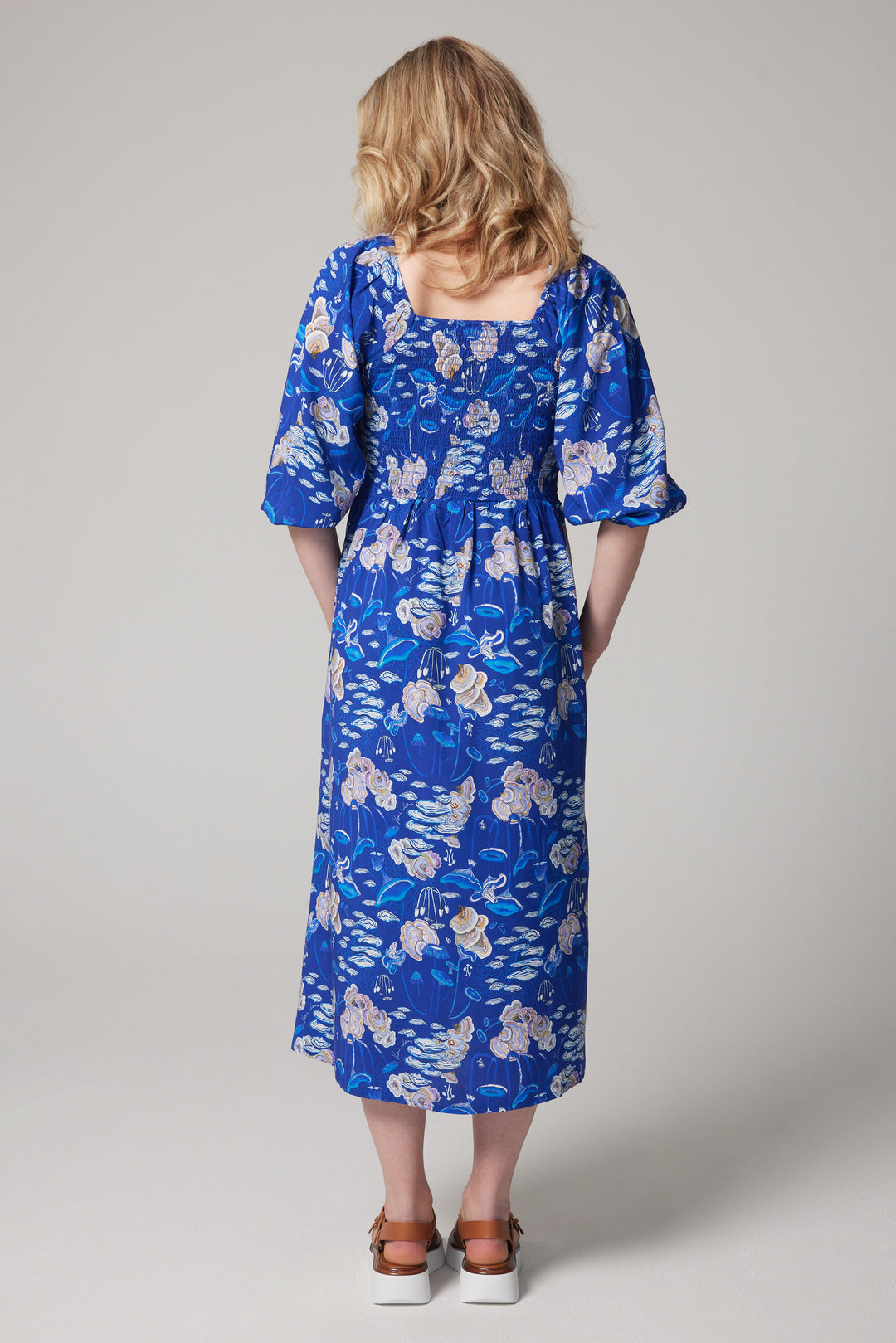 Puff Sleeve Midi Dress - Moonlit