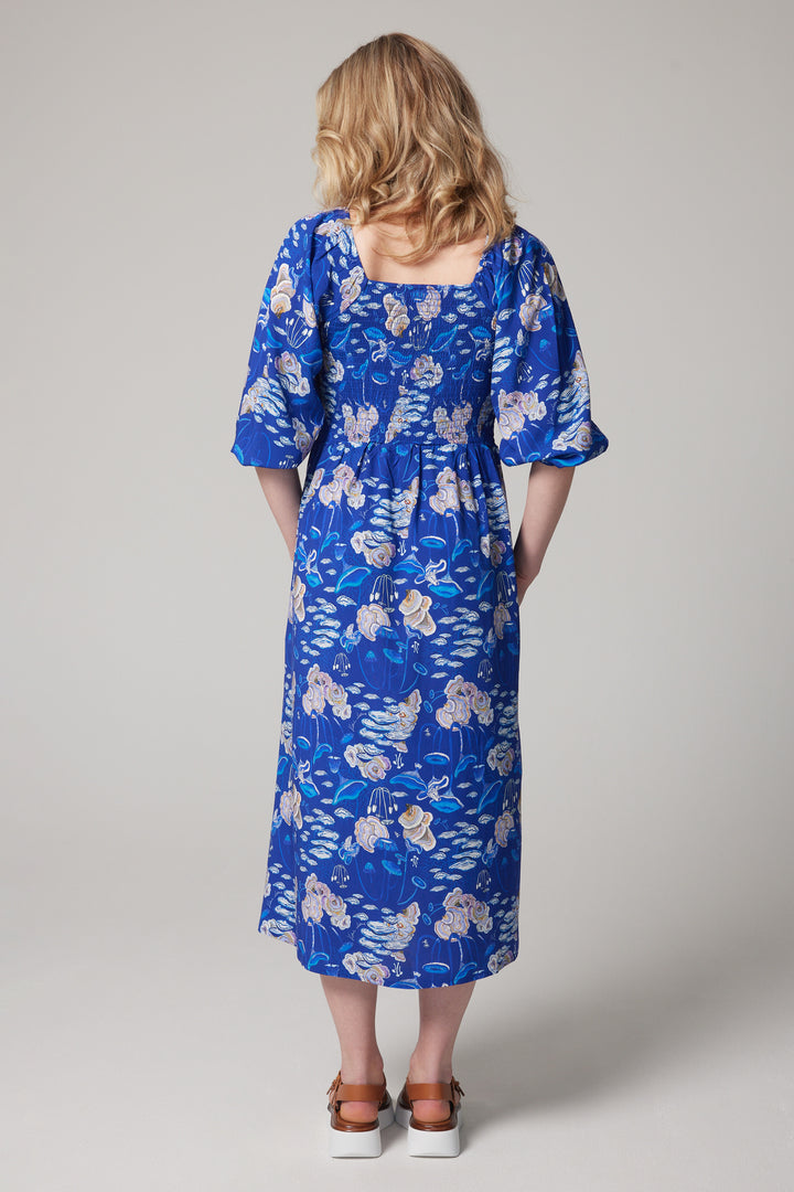 Puff Sleeve Midi Dress - Moonlit