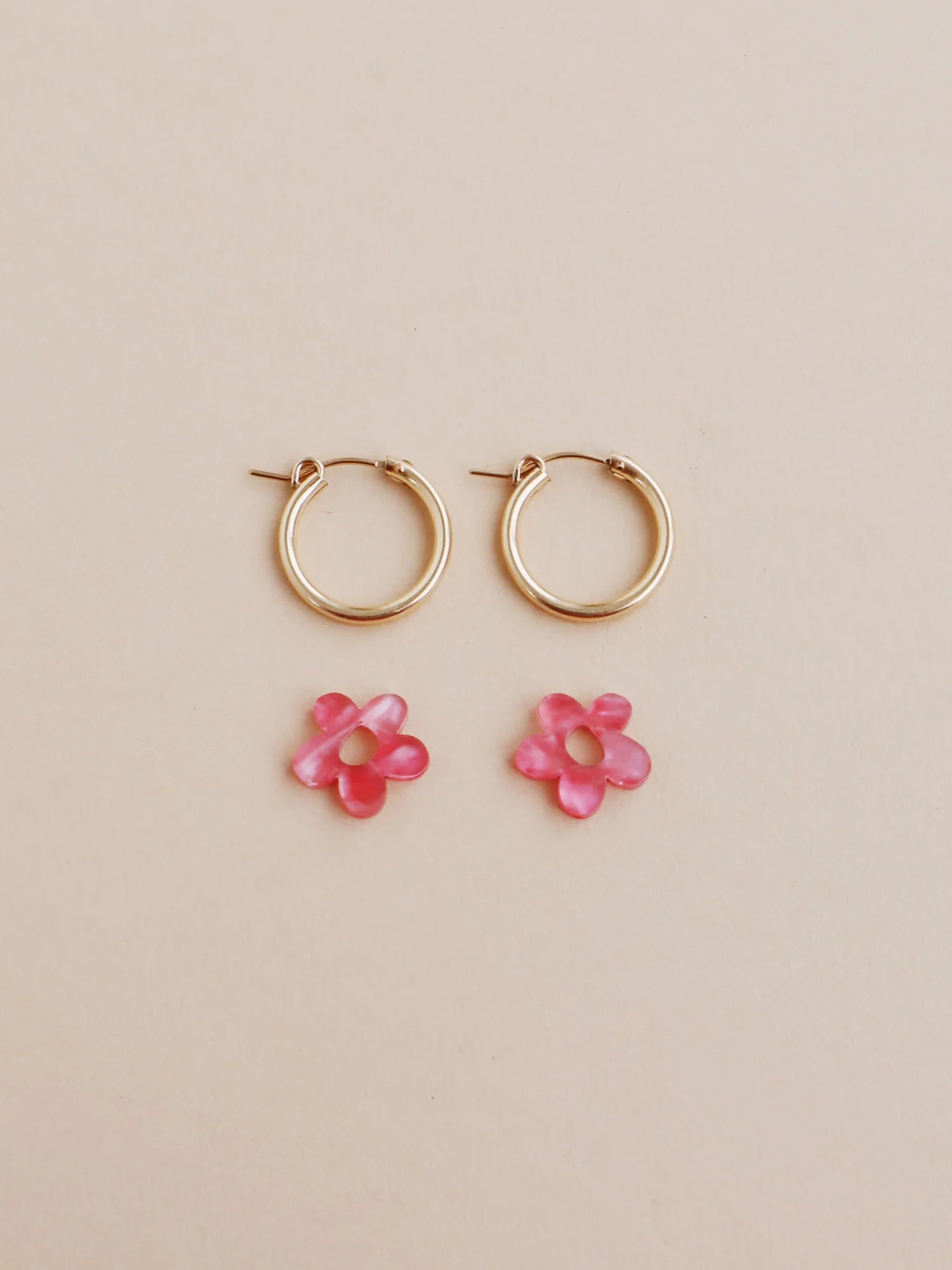 Mini Nina Hoops in Peony