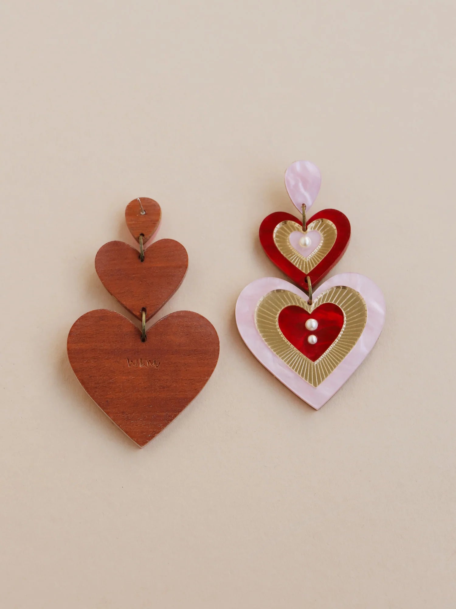 Ava Statement Earrings in Pink/Red