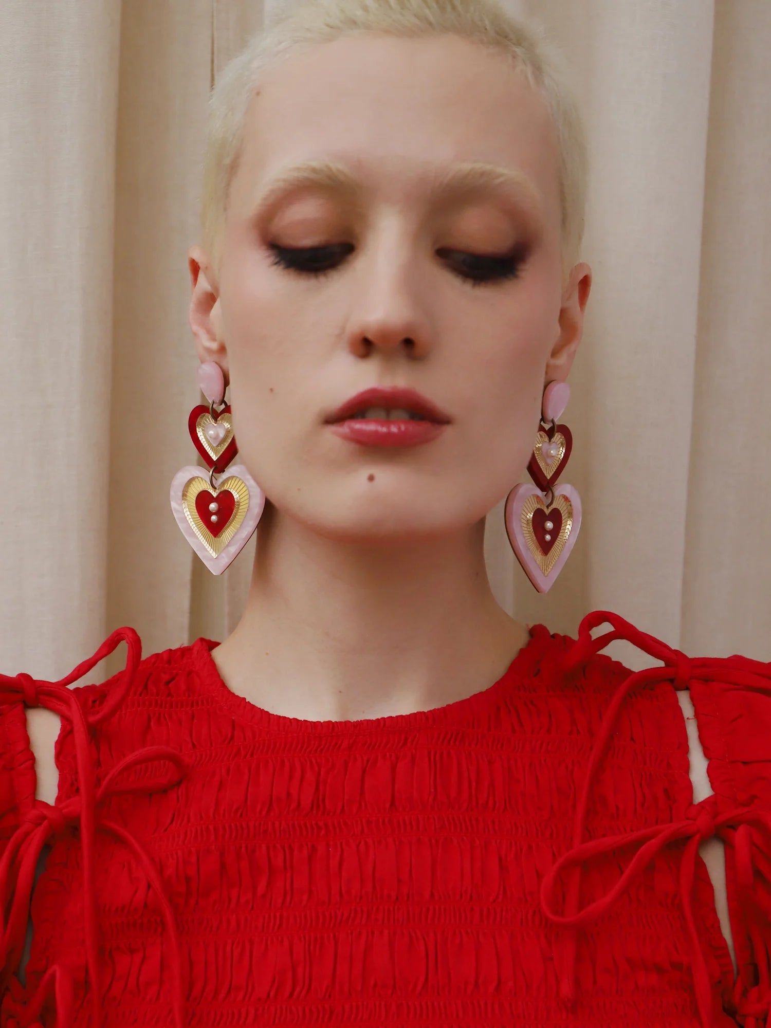 Ava Statement Earrings in Pink/Red