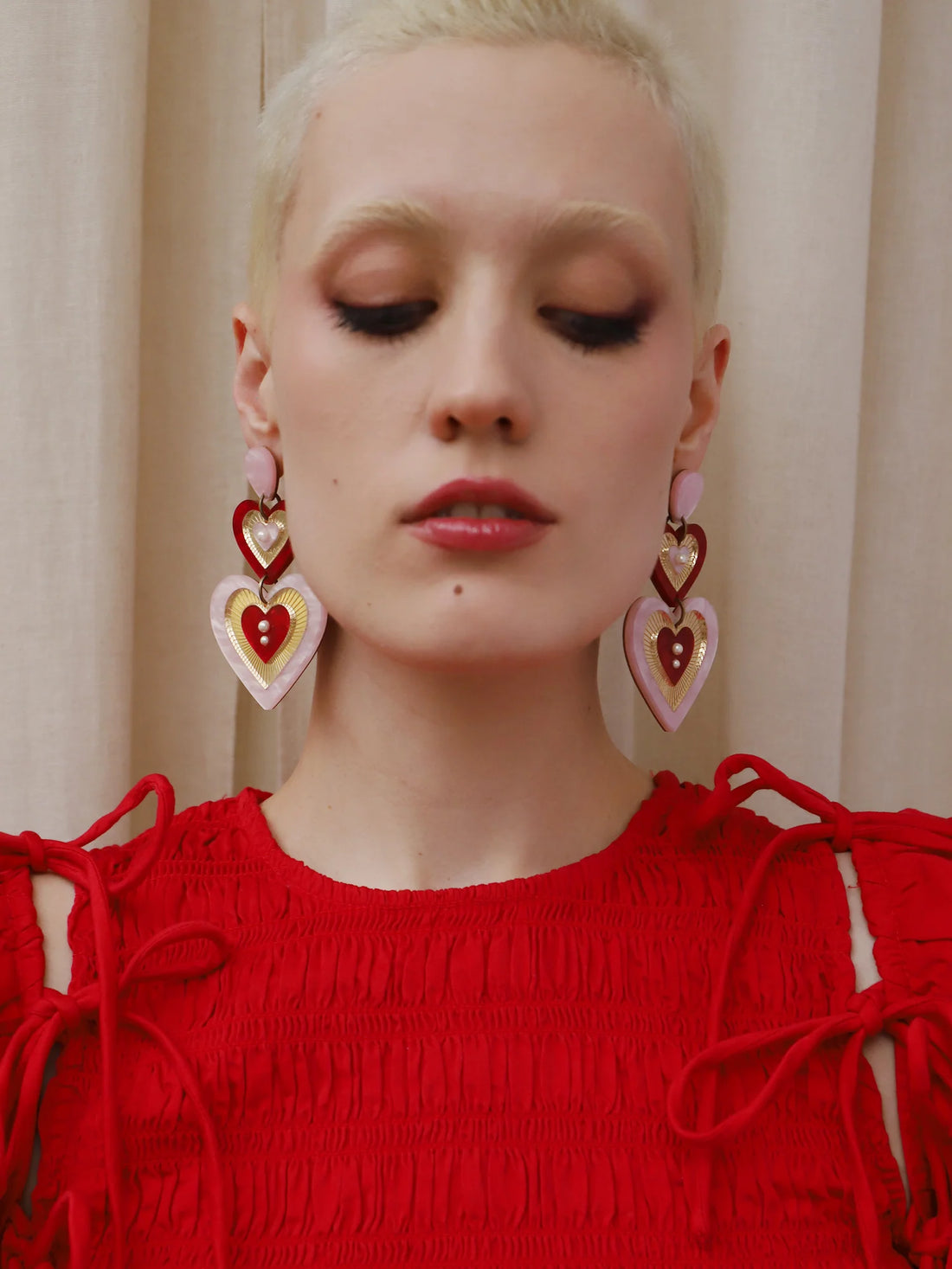 Wolf & Moon - Ava Statement Earrings in Pink/Red