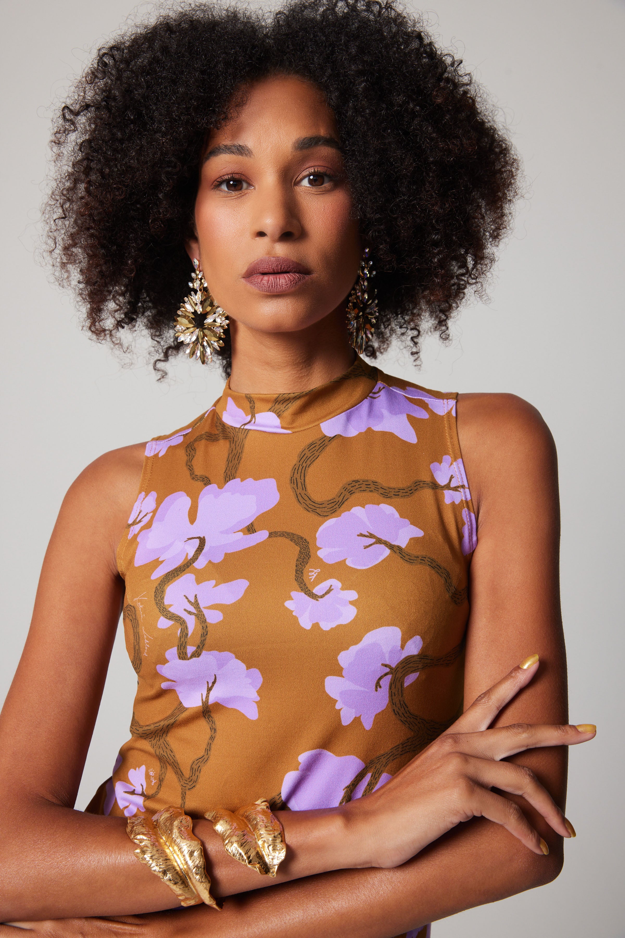Sleeveless Mock Neck - Branching
