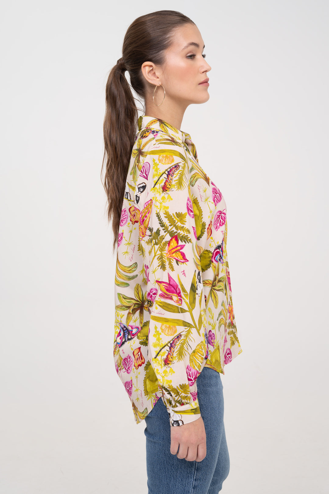 Open Collar Shirt - Moth Magic