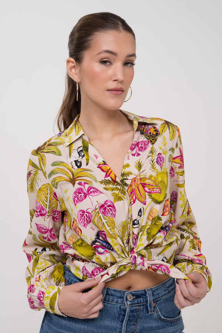 Open Collar Shirt - Moth Magic
