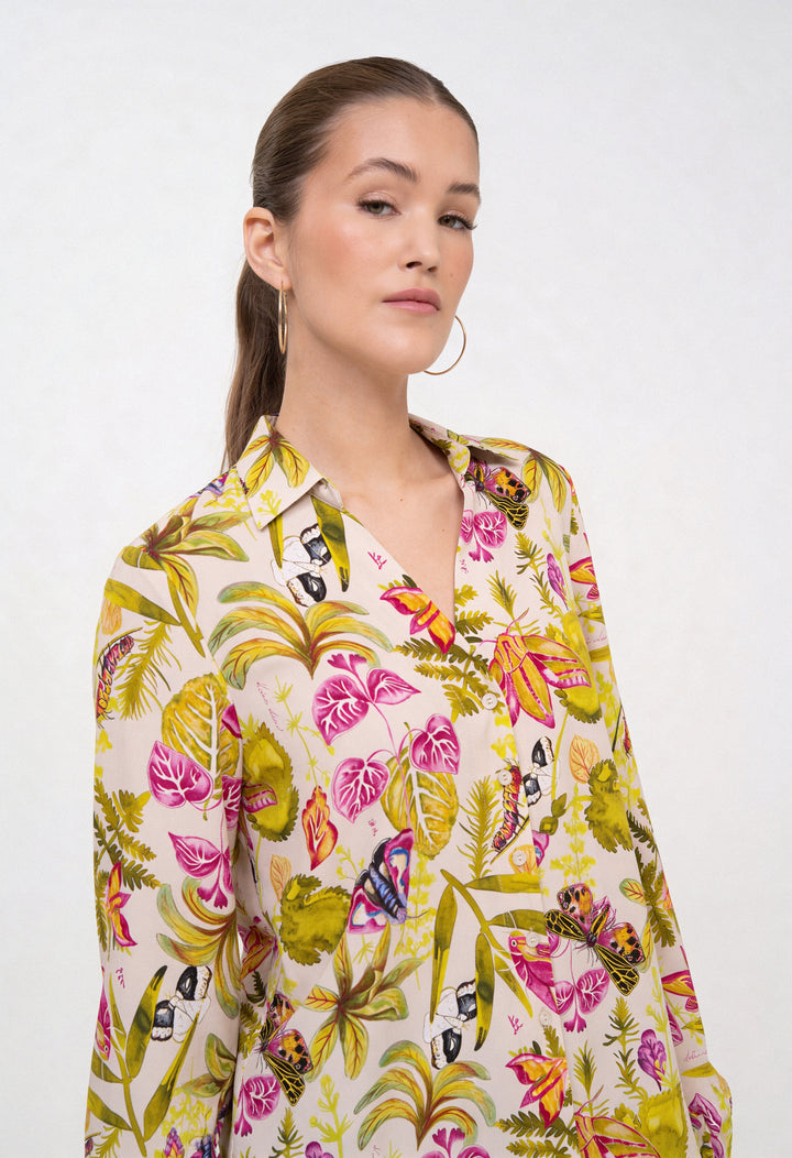 Open Collar Shirt - Moth Magic