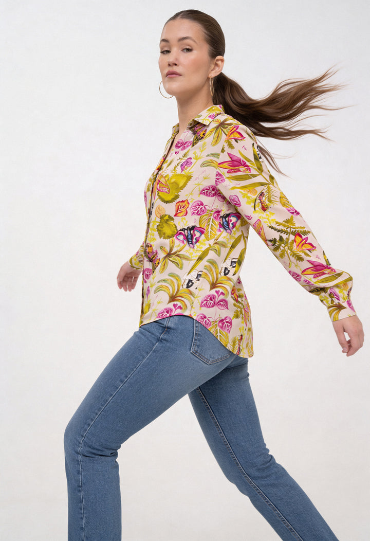 Open Collar Shirt - Moth Magic
