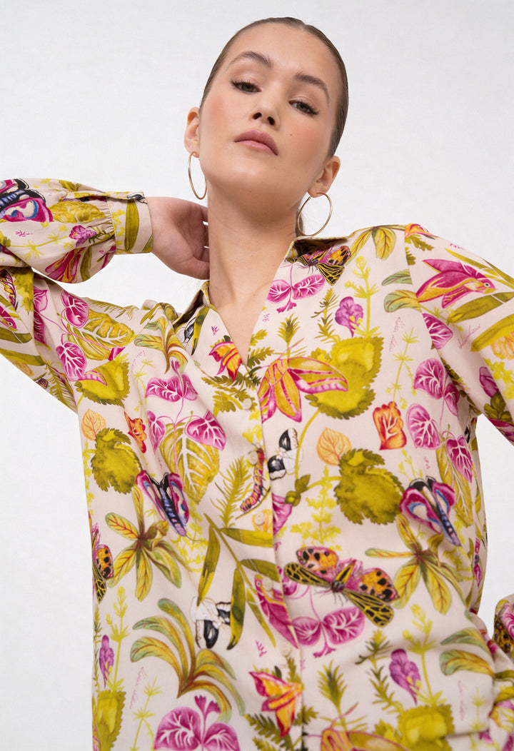 Open Collar Shirt - Moth Magic