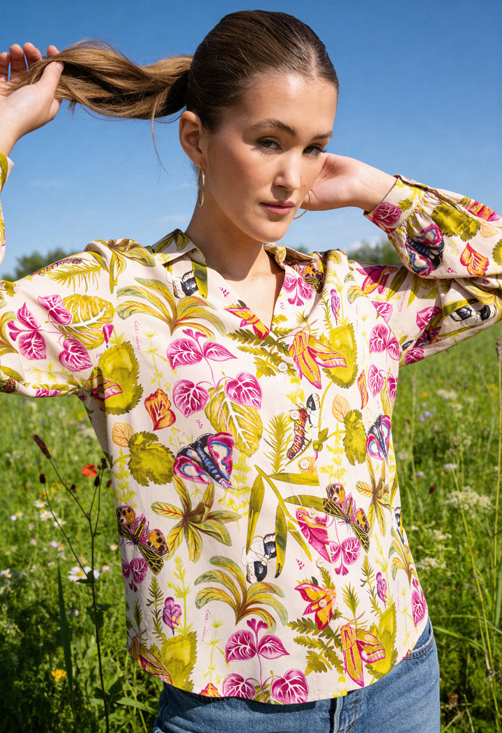 Open Collar Shirt - Moth Magic