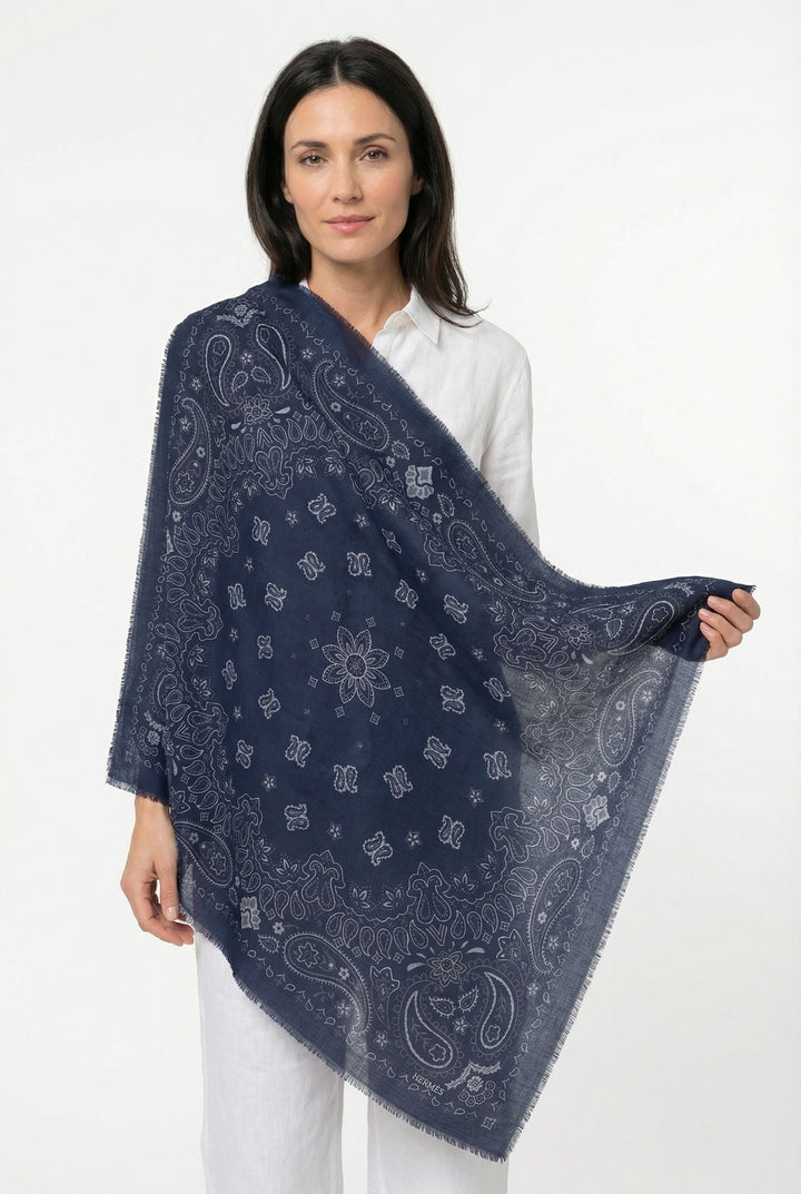 Large Square Scarf - Navy
