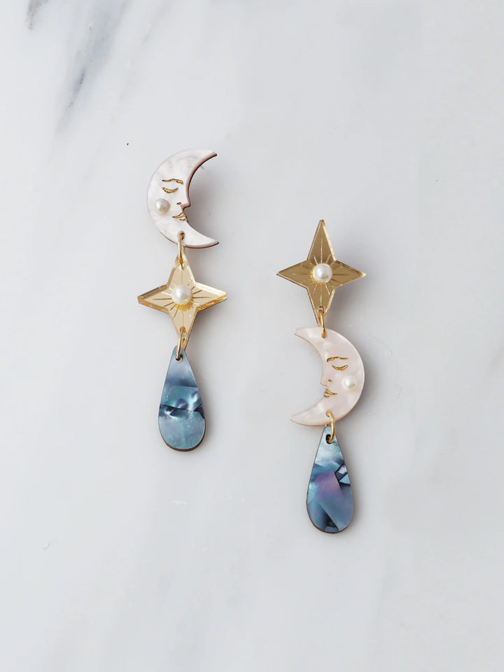 Wolf &amp; Moon - Celestial Earrings