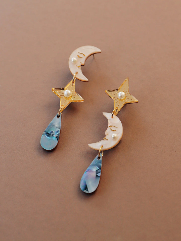 Wolf &amp; Moon - Celestial Earrings