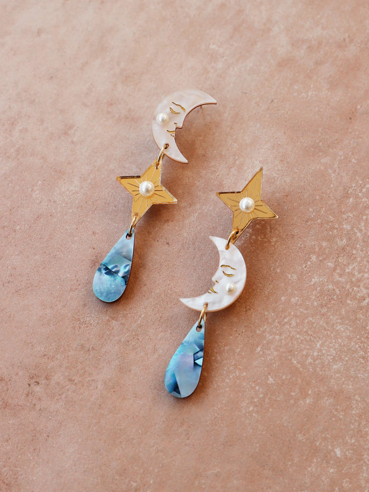 Wolf &amp; Moon - Celestial Earrings