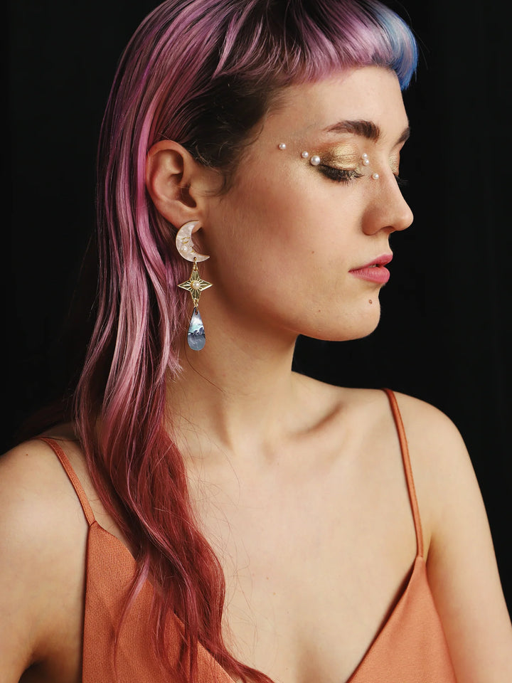 Wolf &amp; Moon - Celestial Earrings