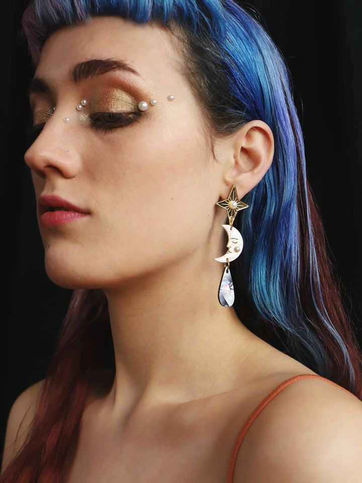 Wolf &amp; Moon - Celestial Earrings