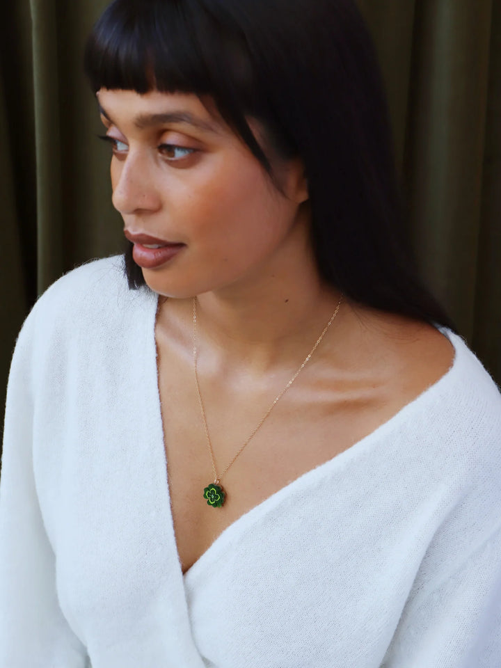 Wolf &amp; Moon - Collier Trèfle à quatre feuilles