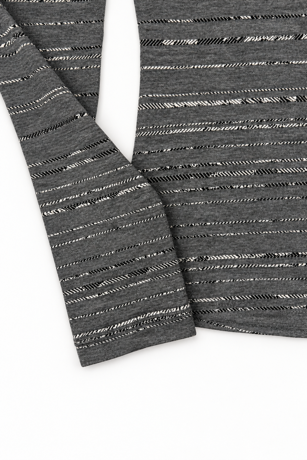Crew Neck Grey Jacquard top, sleeve cuff and jacquard stripe detail