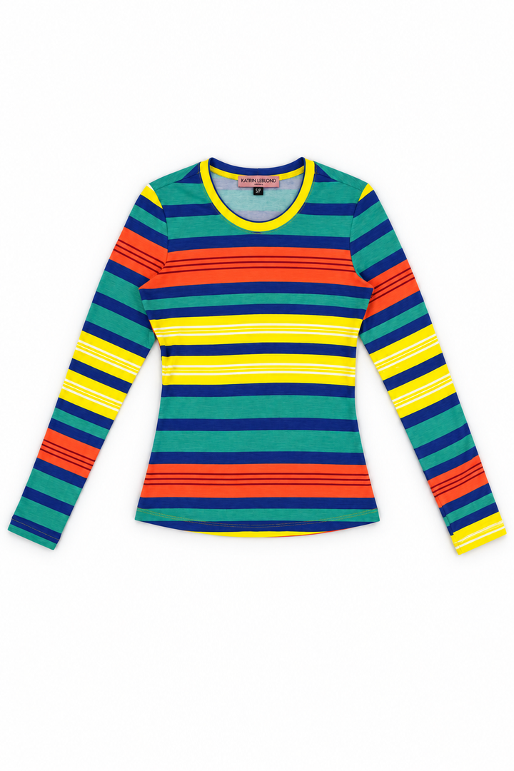 Crew Neck Multi Stripe, alternate full front view