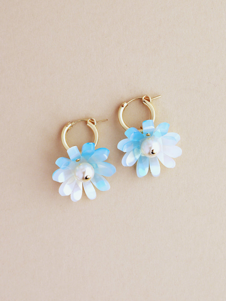 Daisy Hoops in Baby Blue