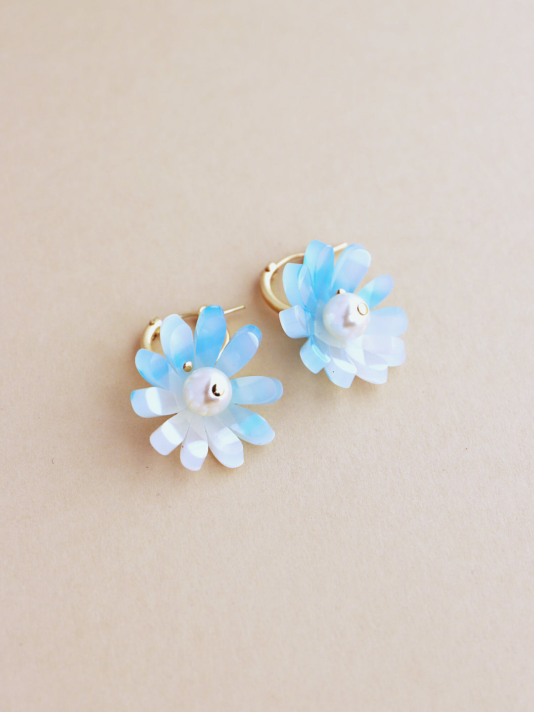 Daisy Hoops in Baby Blue