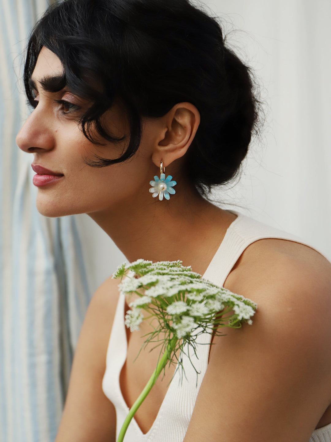 Daisy Hoops in Baby Blue