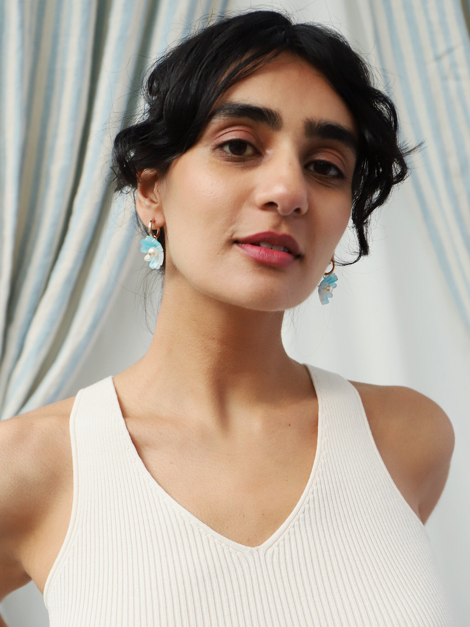 Daisy Hoops in Baby Blue