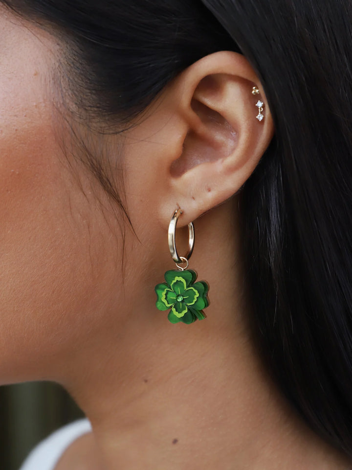 Wolf and Moon - FOUR LEAF CLOVER HOOPS