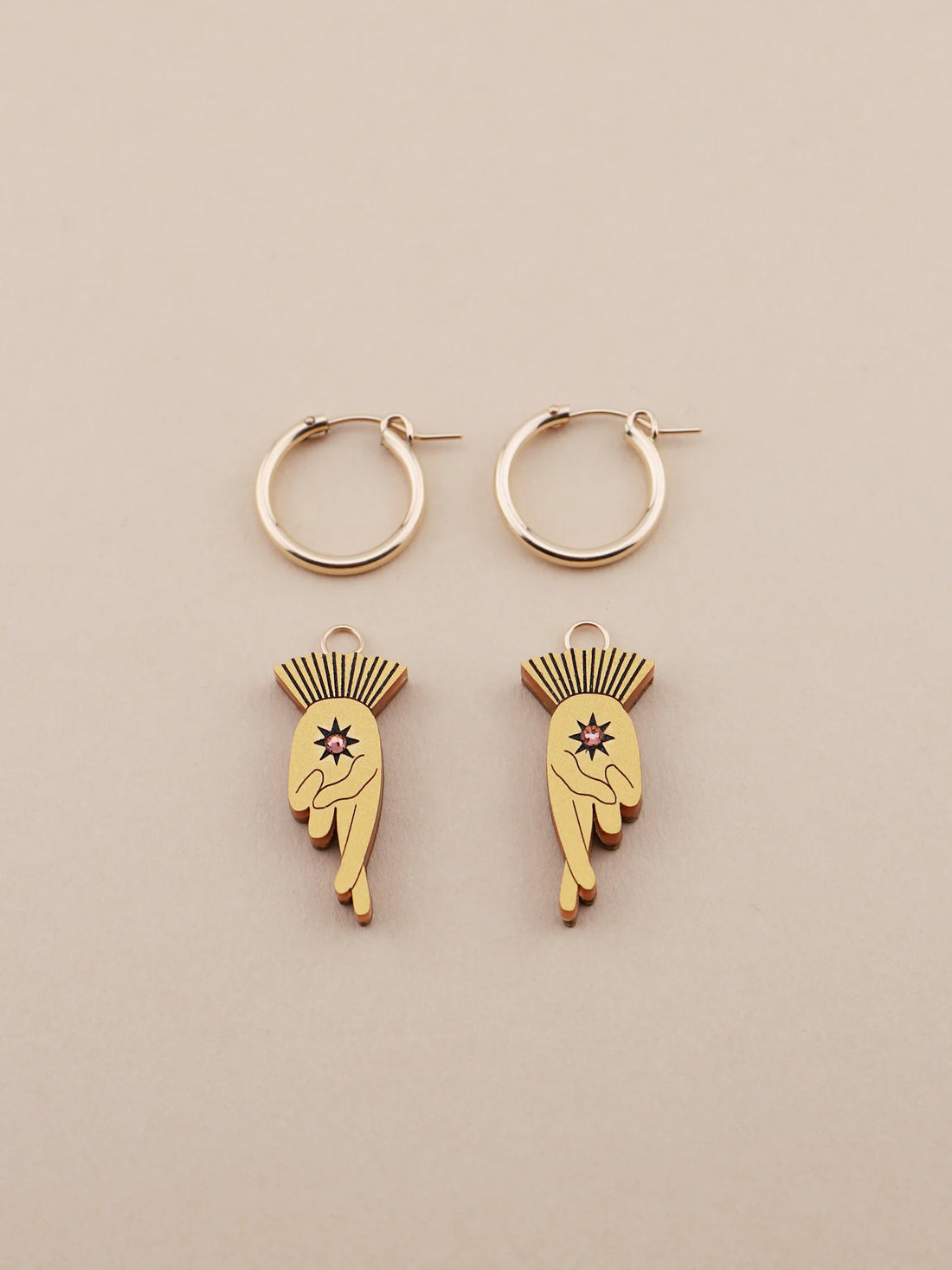 Wolf and Moon - FINGERS CROSSED HOOPS, second view